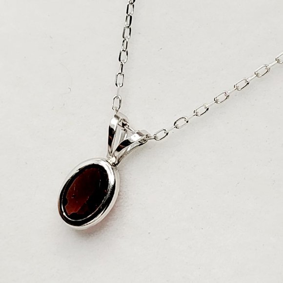 14K White Gold Garnet 7x5mm Pendant - Picture 9 of 10